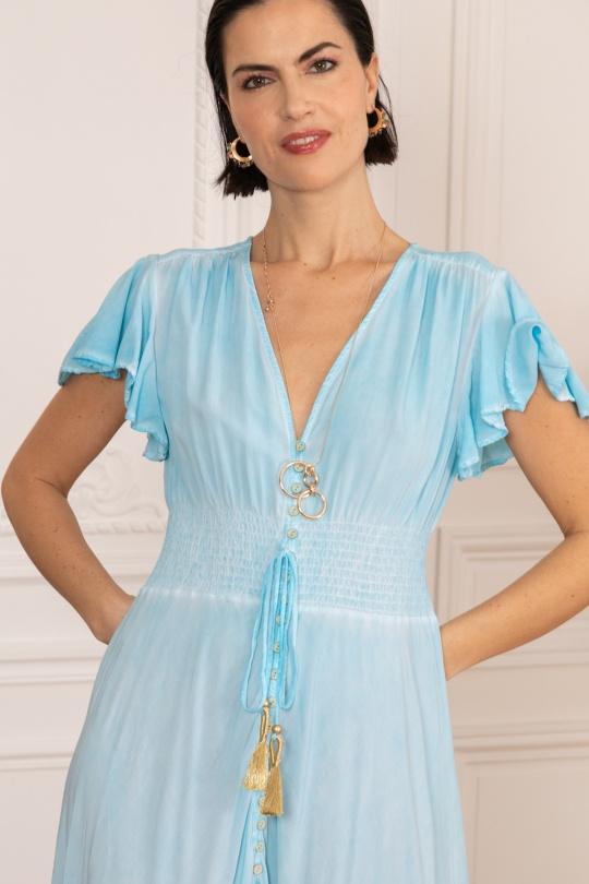 Robes longues Femme Bleu ciel LAST QUEEN 9982-0016 Efashion Paris