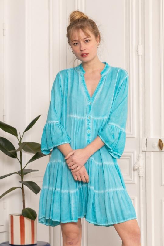 Short dresses Women Turquoise LAST QUEEN 8985-0037 Efashion Paris