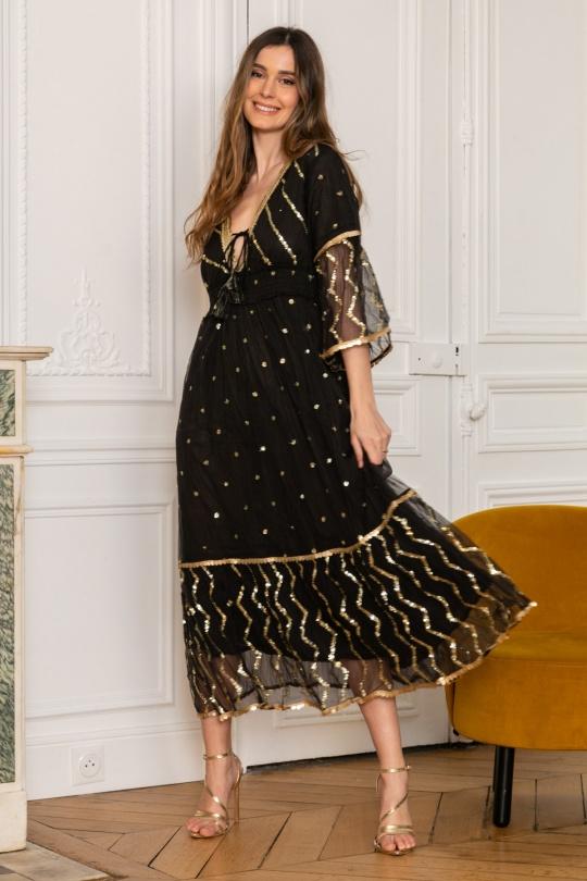 Maxi dresses Women Black LAST QUEEN NETA LONG Efashion Paris