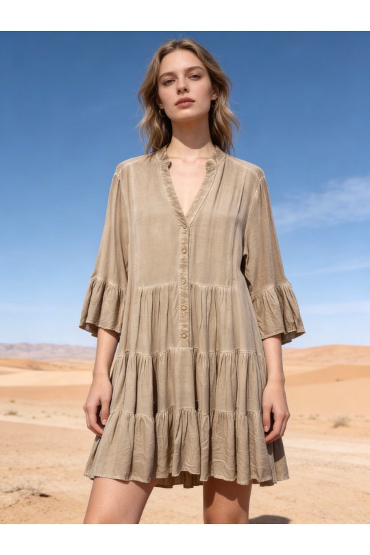 Robes courtes Femme Beige LAST QUEEN D8961-8708 Efashion Paris