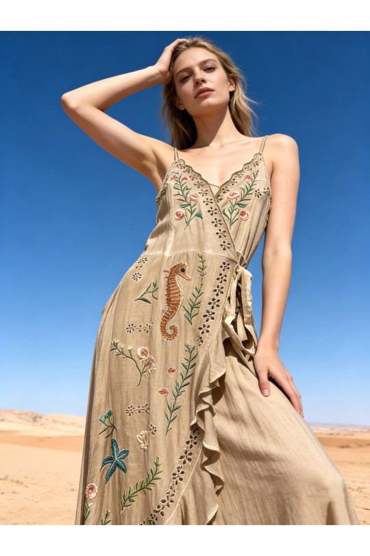 Maxi dresses Women Beige LAST QUEEN D7986-8708 Efashion Paris