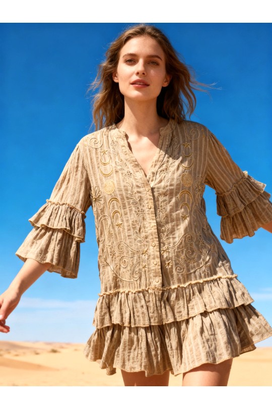 Robes courtes Femme Beige LAST QUEEN 8948-31108 Efashion Paris