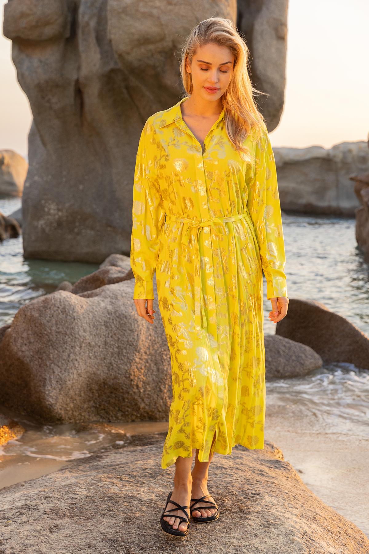 Maxi dresses Women Yellow LAST QUEEN 6996-02YELLOW #c Efashion Paris