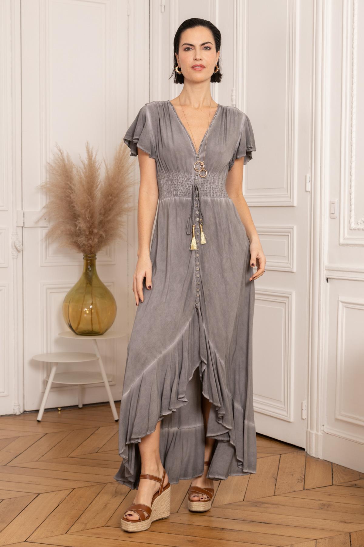 Maxi dresses Women Grey LAST QUEEN 9982-0019 #c Efashion Paris
