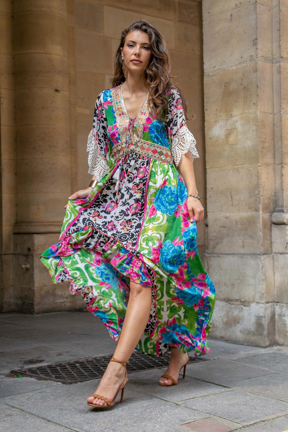 Vestidos largos Mujer Green LAST QUEEN 4251 #c Efashion Paris
