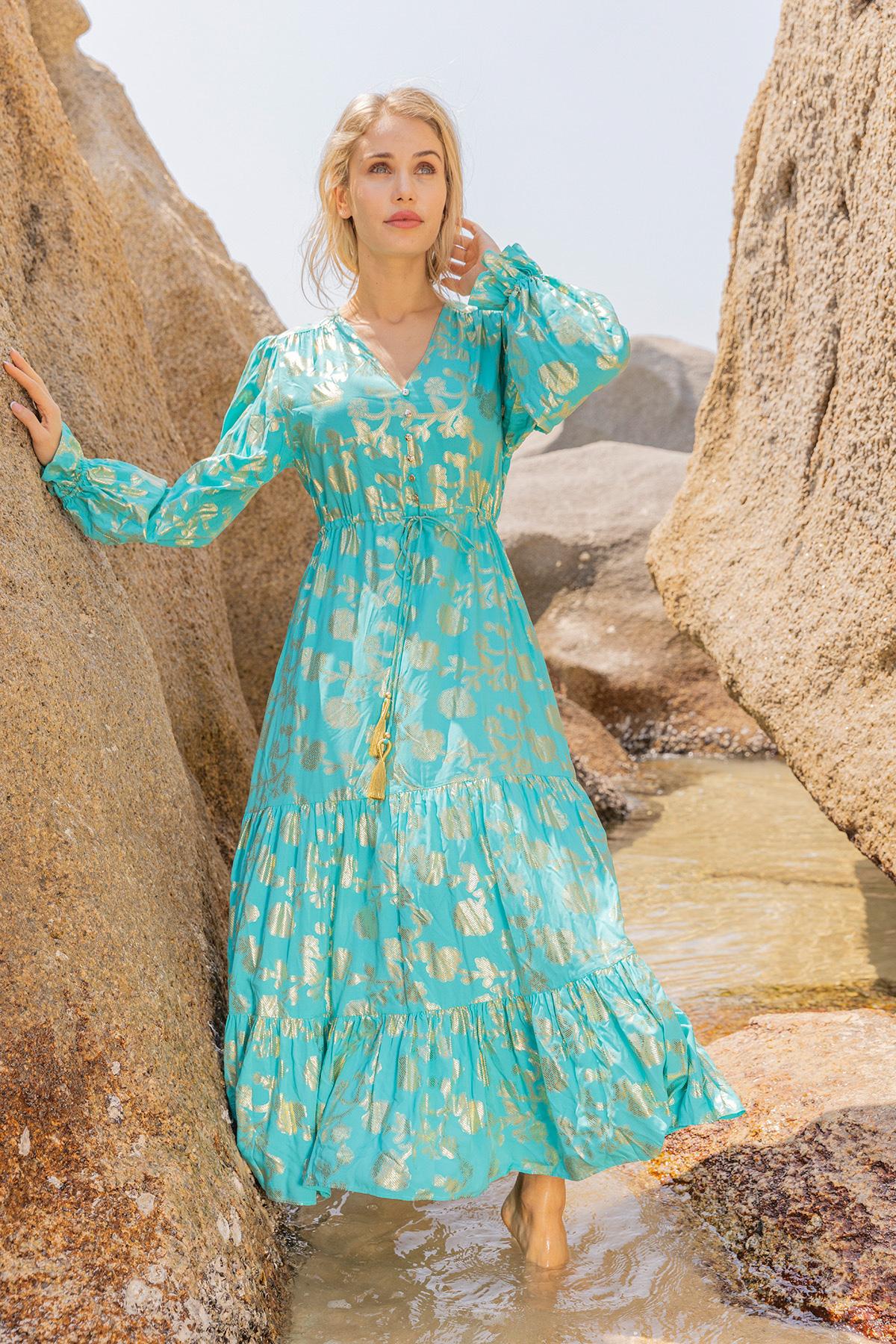 Vestidos largos Mujer Cyan LAST QUEEN 9979-01 #c Efashion Paris