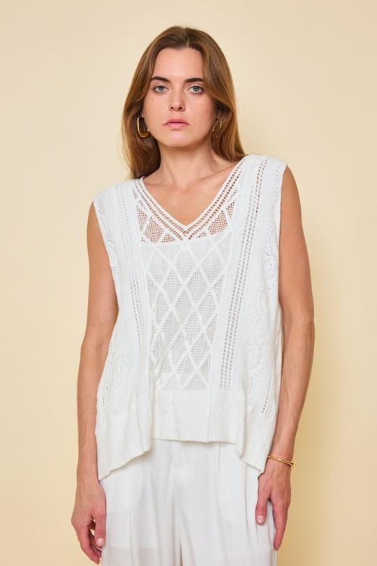 Tops Femme Blanc Golden Live 9147 Efashion Paris