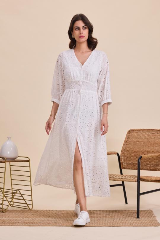 Robes longues Femme Blanc Golden Live 9158 Efashion Paris