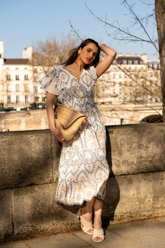 Robes mi-longues Femme Blanc Golden Live 006 Efashion Paris