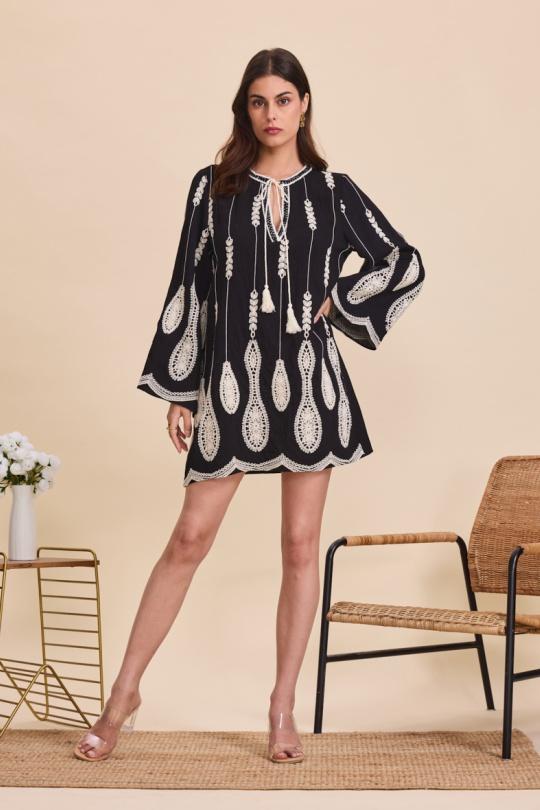 Robes courtes Femme Noir Golden Live 1006 Efashion Paris