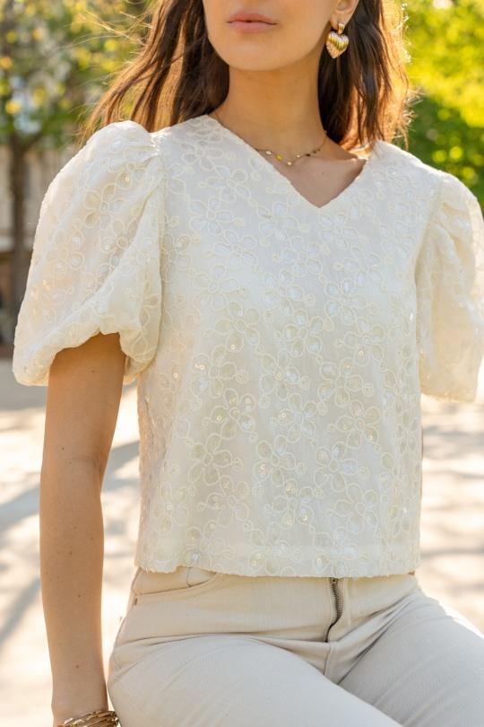 Tops Femme Ecru Golden Live 9290 Efashion Paris