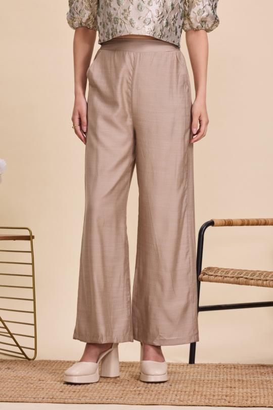 Trousers Women Taupe Golden Live 9277 Efashion Paris