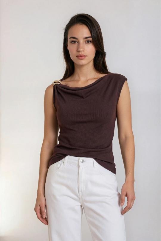 Tops Femme Chocolat Golden Live 9294 Efashion Paris