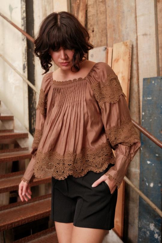 Blouses Femme Brun Golden Live 9302 Efashion Paris