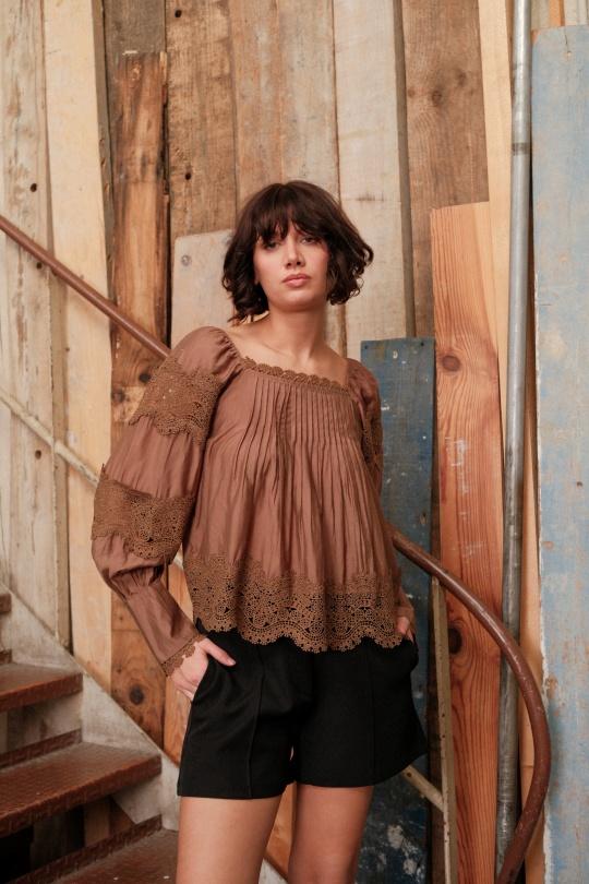 Blouses Femme Brun Golden Live 9302 Efashion Paris