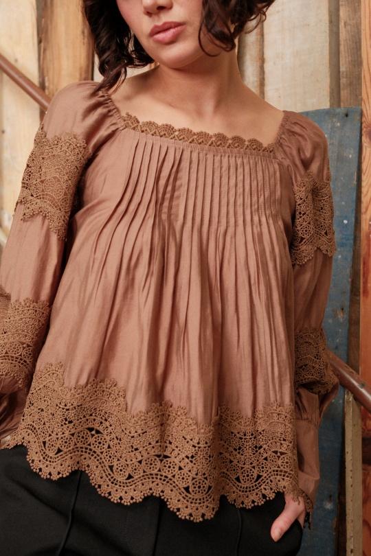 Blouses Femme Brun Golden Live 9302 Efashion Paris