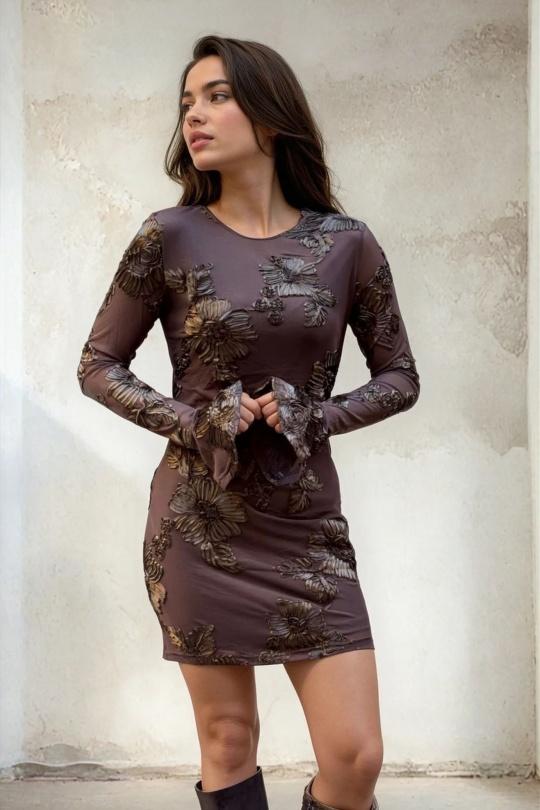 Robes courtes Femme Marron Golden Live 56847 Efashion Paris