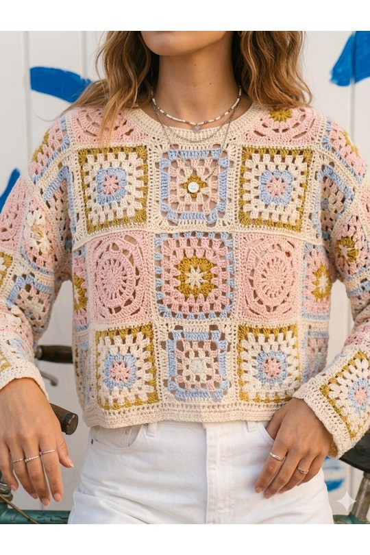 Top Donna Blue Golden Live K2608 Efashion Paris