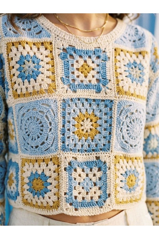 Top Donna Blue Golden Live K2608 Efashion Paris