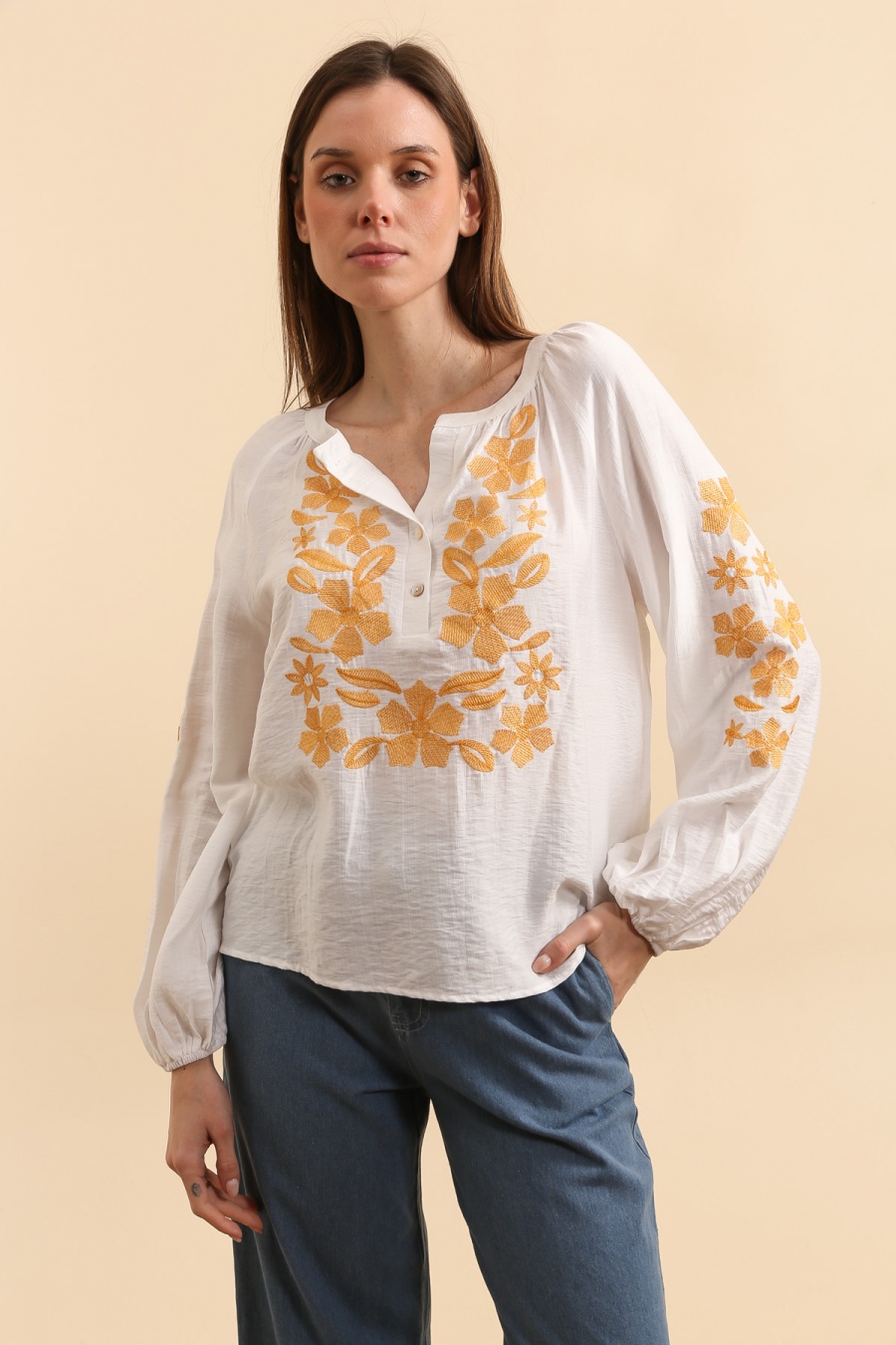 Blouses Women Orange Golden Live 9261 #c Efashion Paris