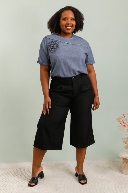 Cropped trousers Women Black Christy AB027 Efashion Paris