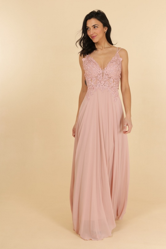 Robes de soirée Femme Rose poudre Lautinel R1854 Efashion Paris