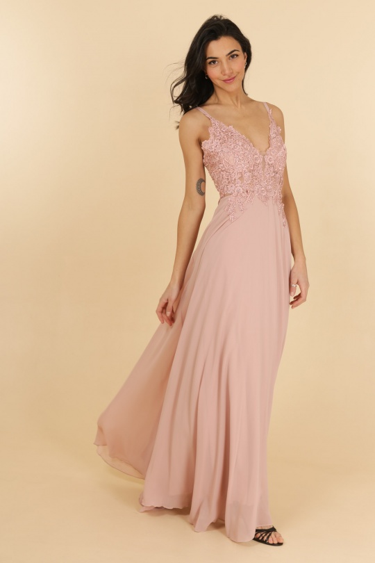 Robes de soirée Femme Rose poudre Lautinel R1854 Efashion Paris