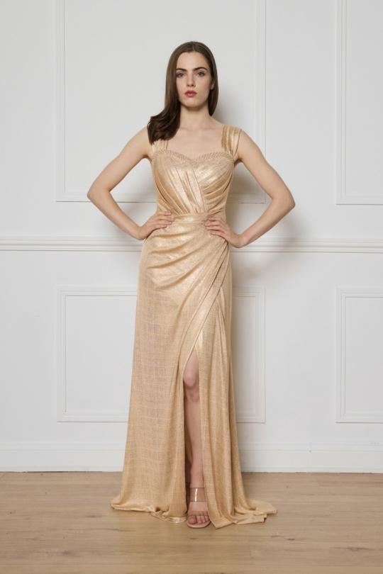 Evening dresses Women Gold Lautinel R8327 Efashion Paris