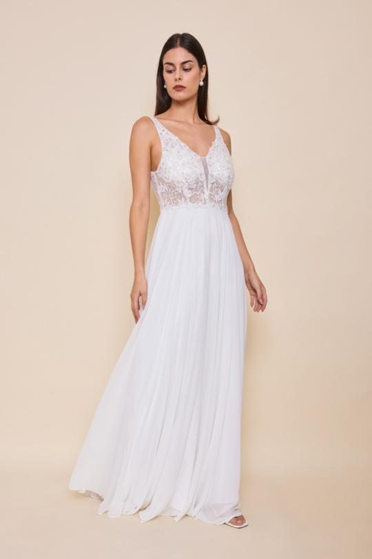 Robes de soirée Femme Blanc Lautinel R8287 Efashion Paris