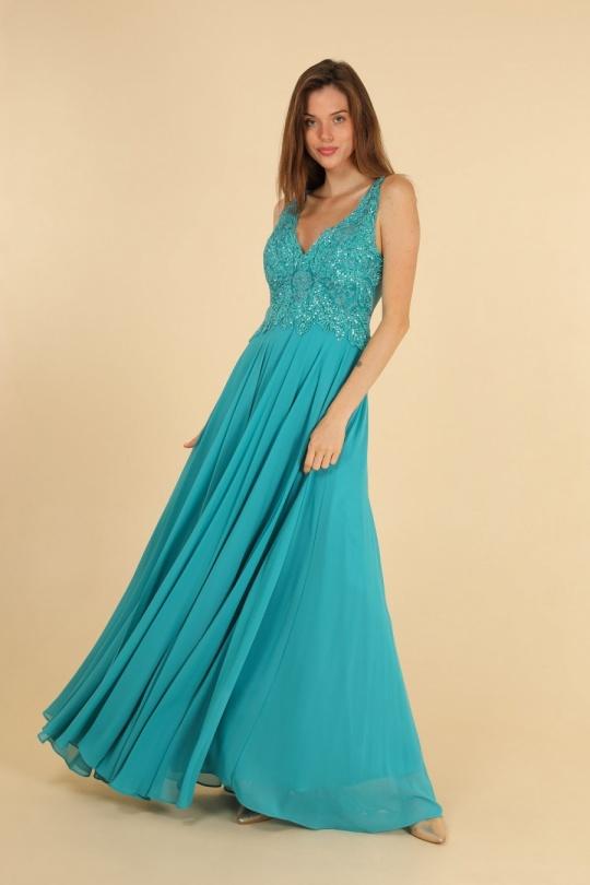 Robes de soirée Femme Turquoise Lautinel R8212 Efashion Paris