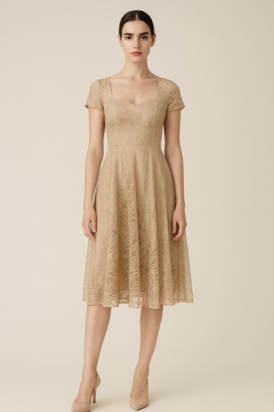 Robes mi-longues Femme Beige Lautinel R8344 Efashion Paris