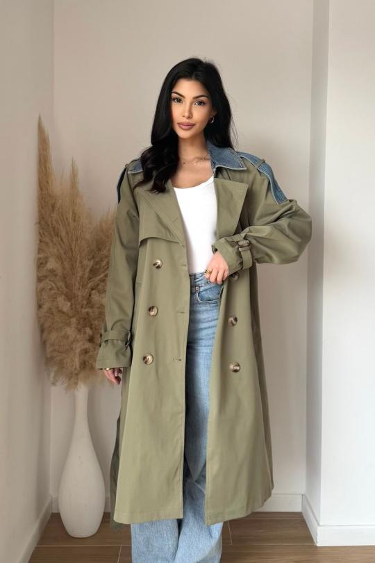 Trench coats Women Light blue KOOLOOK  W105-1 Efashion Paris