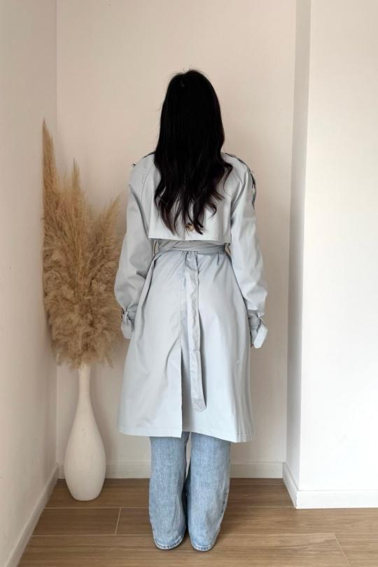 Trench coats Women Light blue KOOLOOK  W105-1 Efashion Paris