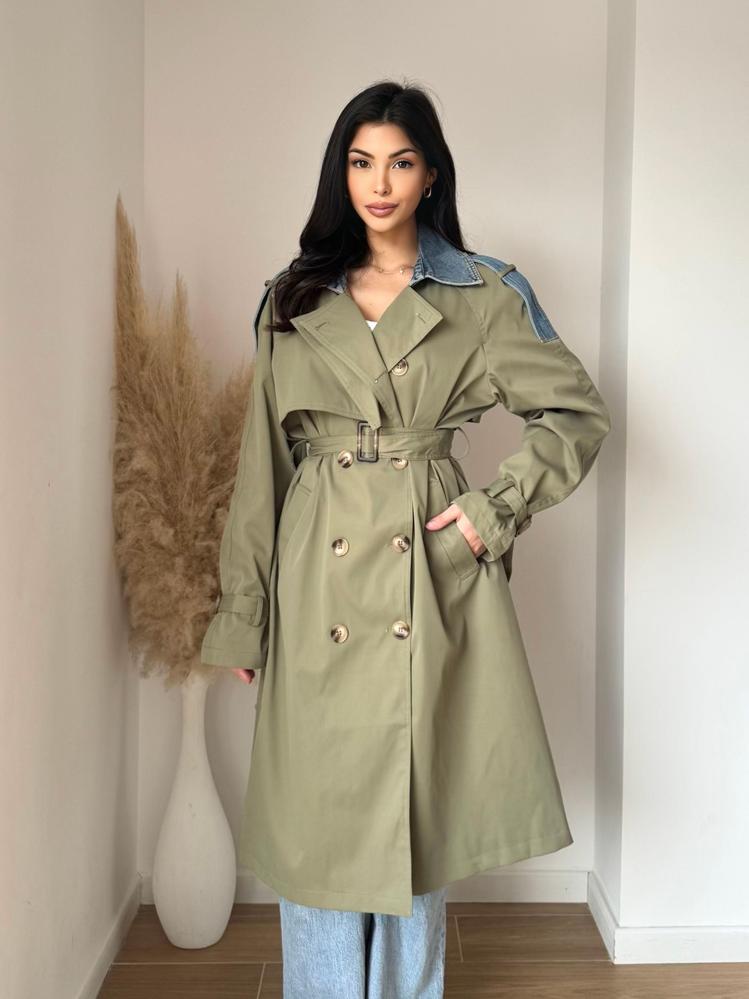 Trench coats Women Light blue KOOLOOK  W105-1 #c Efashion Paris