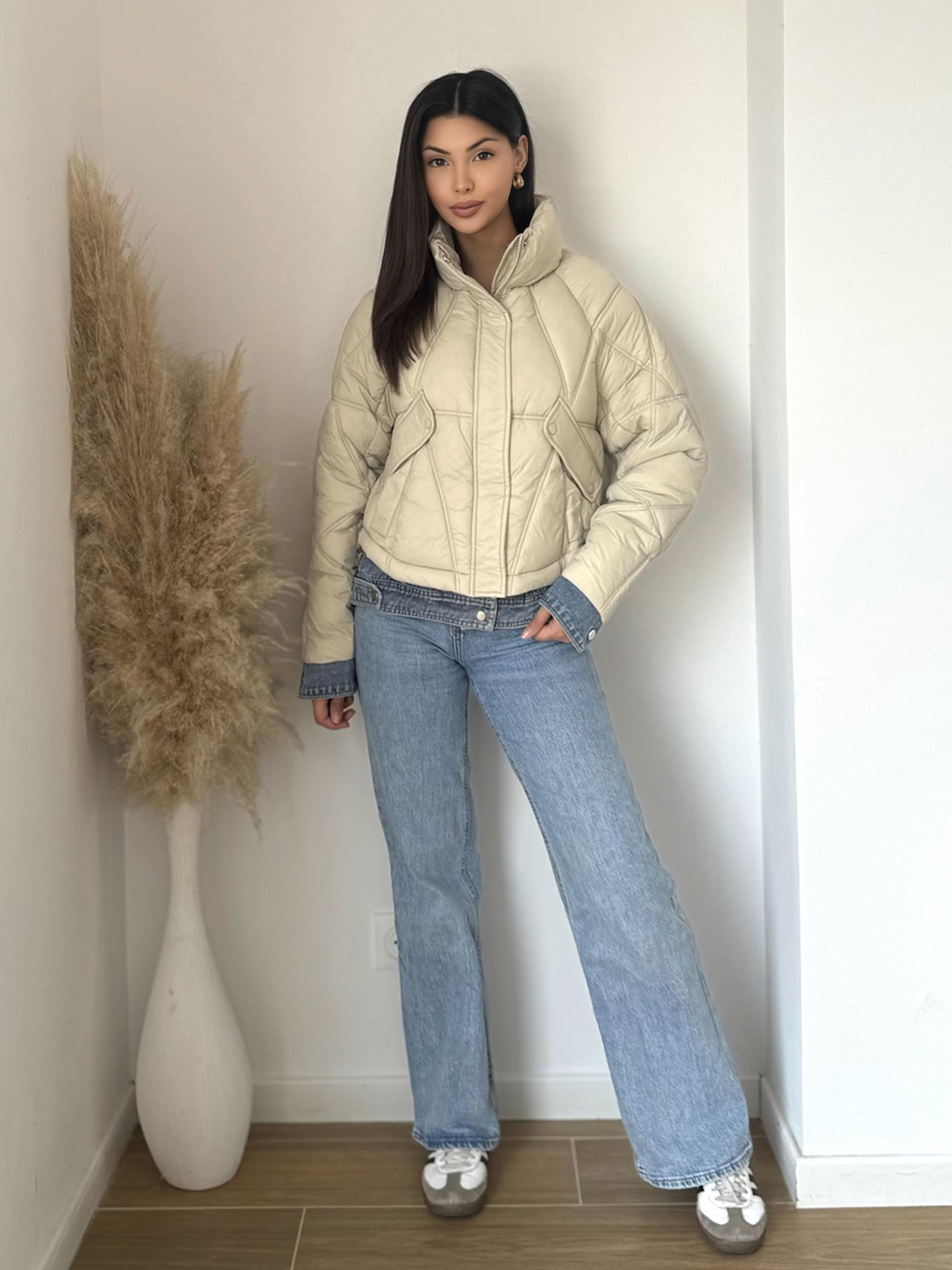 Doudounes Femme Beige KOOLOOK  W117 #c Efashion Paris