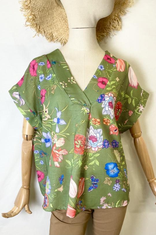 Camicette Donna Khaki Catherine S ASAKO FLORA GARDEN Efashion Paris
