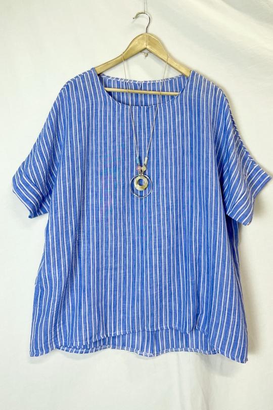 Blouses Femme Bleu roi Catherine S MIYAKO NECKLACE BLOUSE Efashion Paris