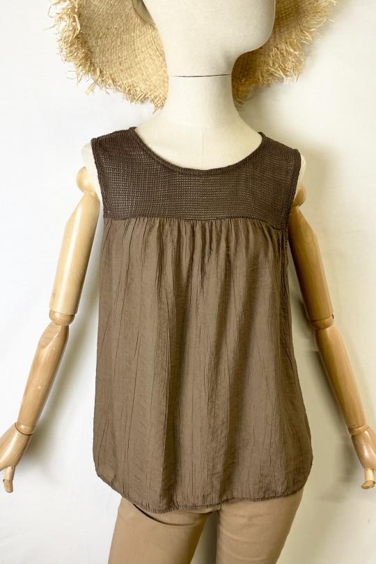 Débardeurs Femme Marron choco Catherine S LINA TOP Efashion Paris