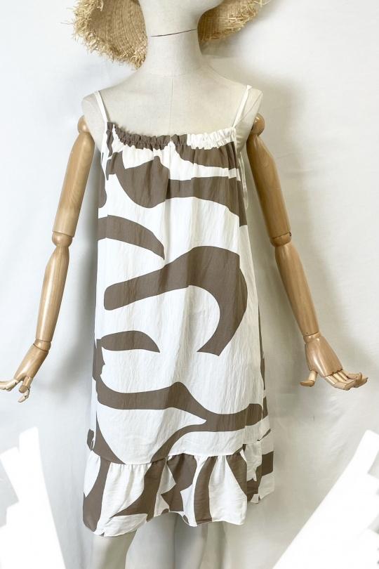 Robes courtes Femme Taupe Catherine S CREPE BRETELLE BICOLORE Efashion Paris