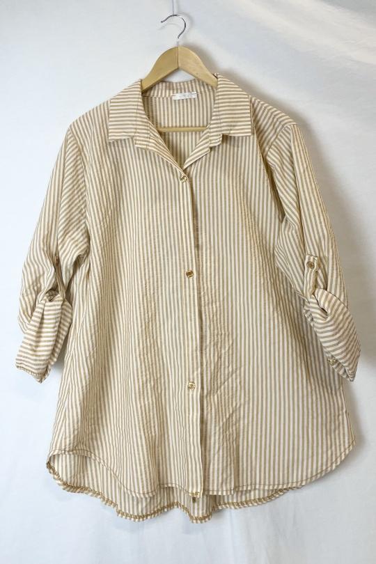 Chemises Femme Moutarde Catherine S 880 CHEMISIER A RAYURES Efashion Paris