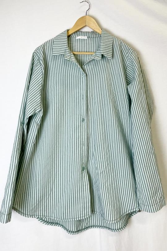 Chemises Femme Vert sapin Catherine S 880 CHEMISIER A RAYURES Efashion Paris