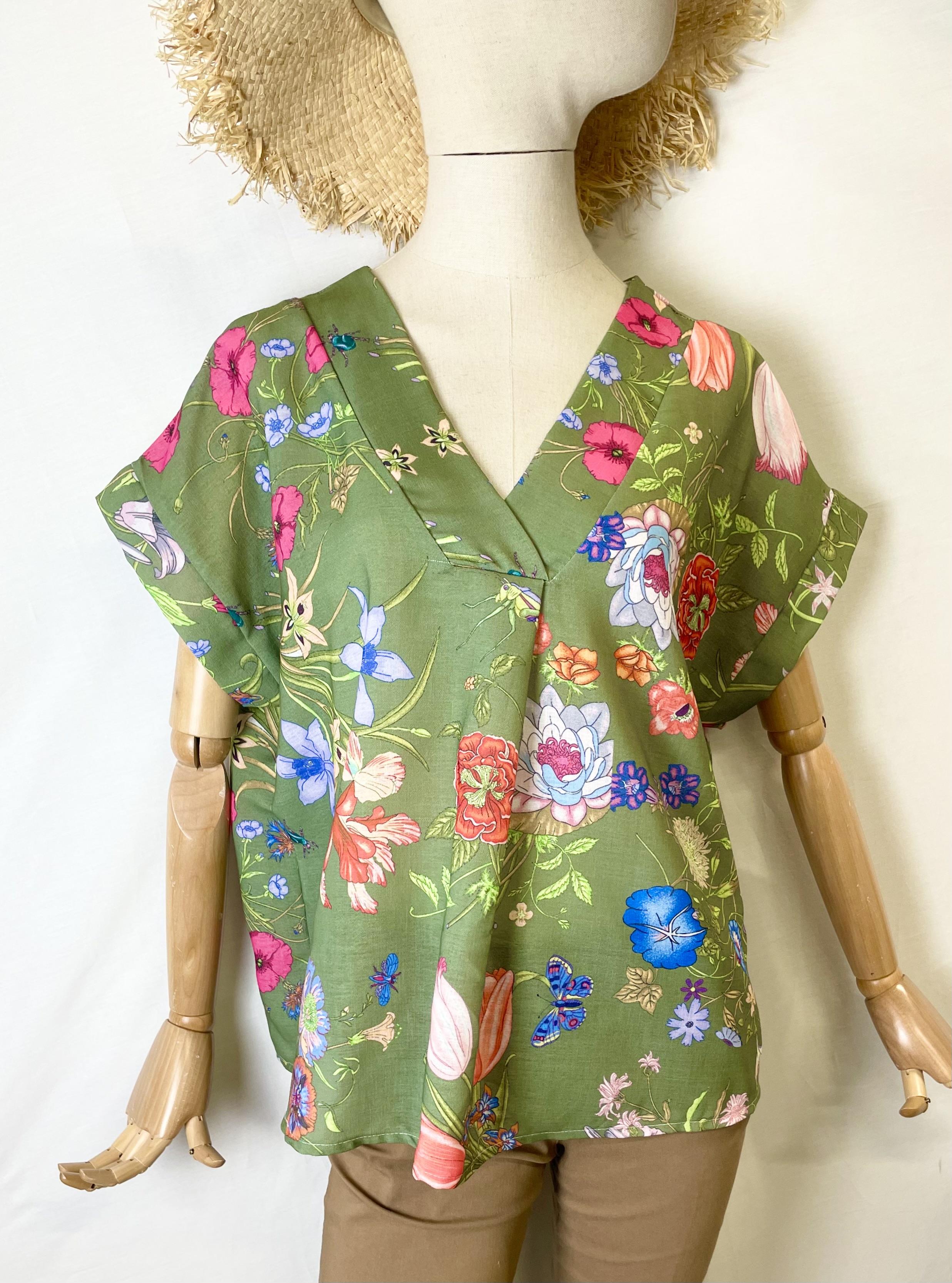 Camicette Donna Khaki Catherine S ASAKO FLORA GARDEN #c Efashion Paris