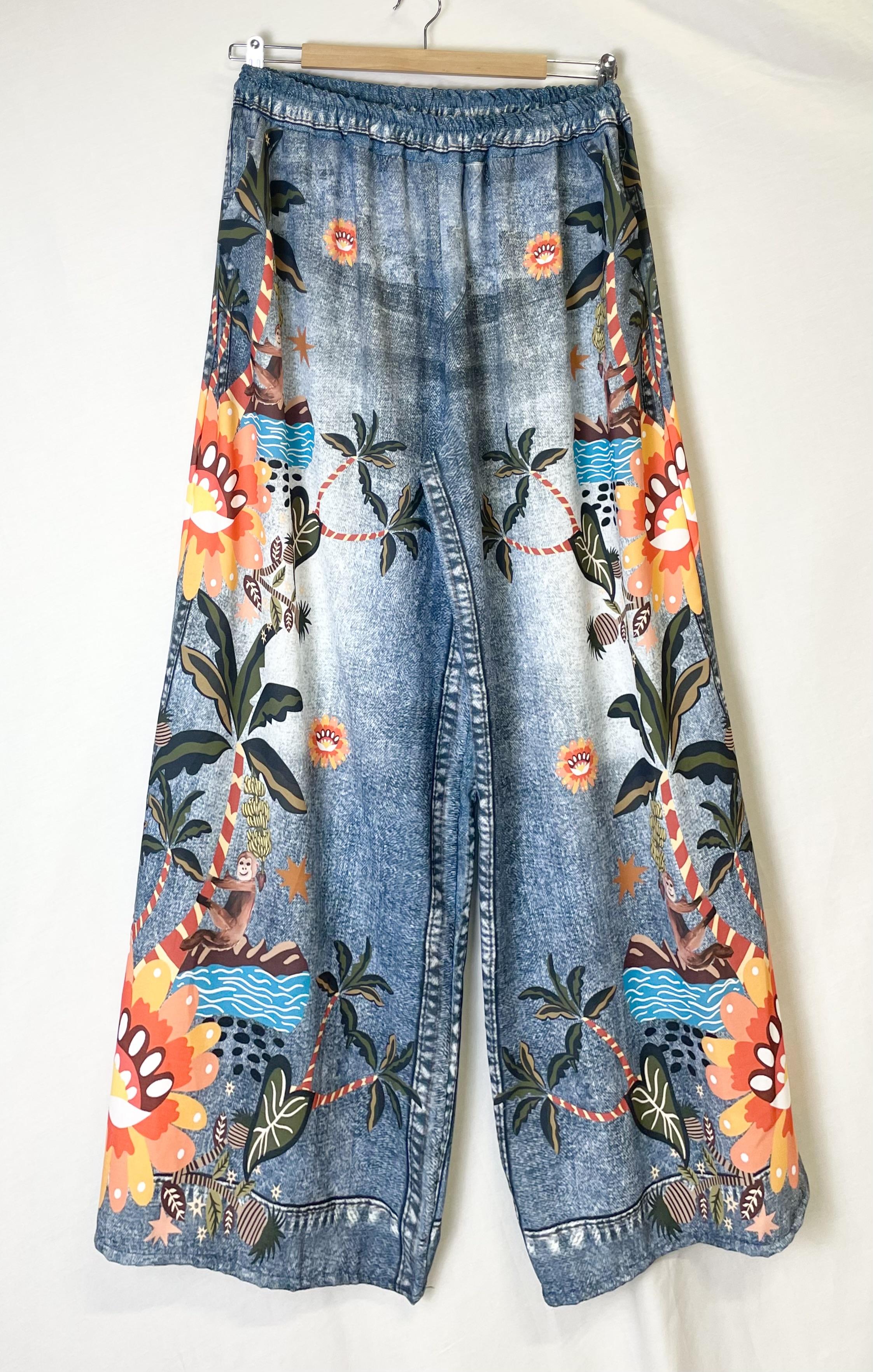 Pantalones Mujer DENIM BLUE Catherine S 300 LARGE PRINT DENIM MADAGASCAR #c Efashion Paris