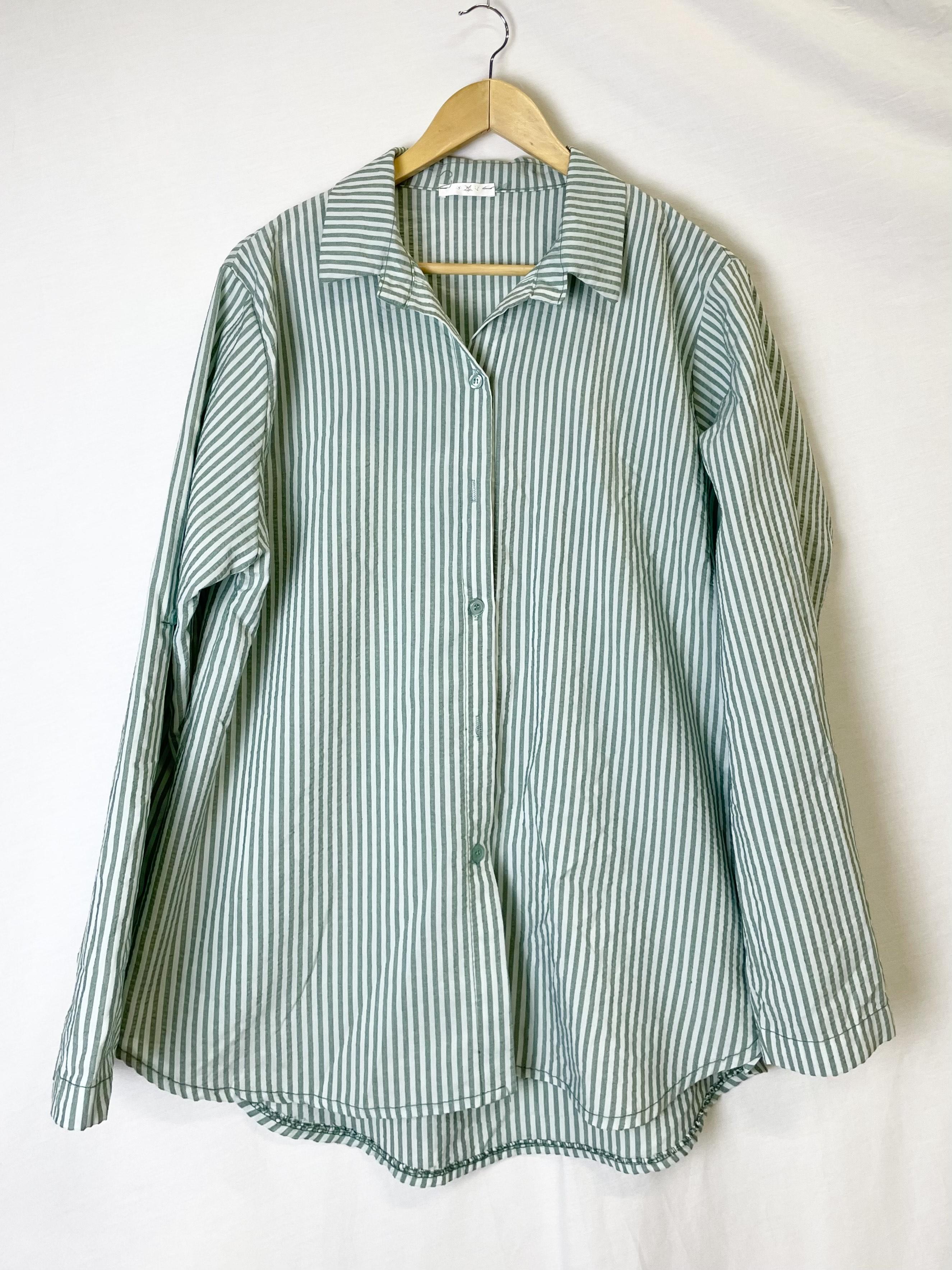 Chemises Femme Vert sapin Catherine S 880 CHEMISIER A RAYURES #c Efashion Paris