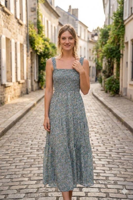 Vestidos largos Mujer Beige Rosa Fashion 413 Efashion Paris