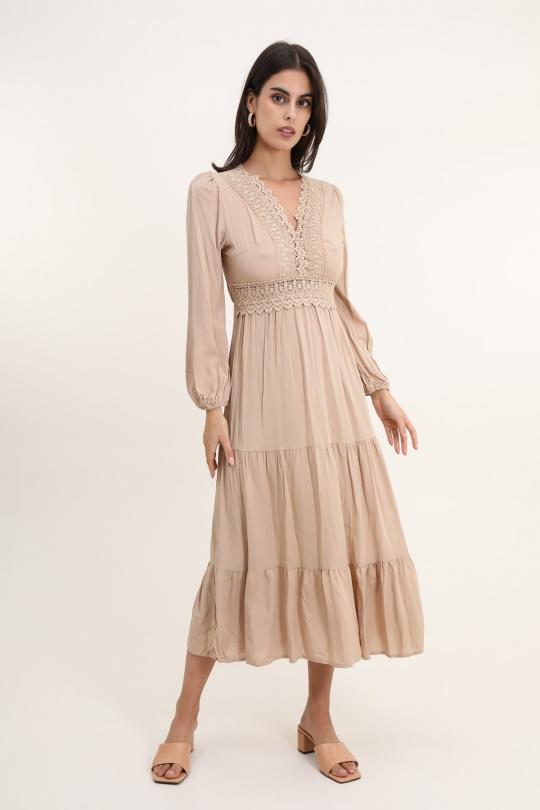 Vestidos largos Mujer Taupe Rosa Fashion 742 Efashion Paris