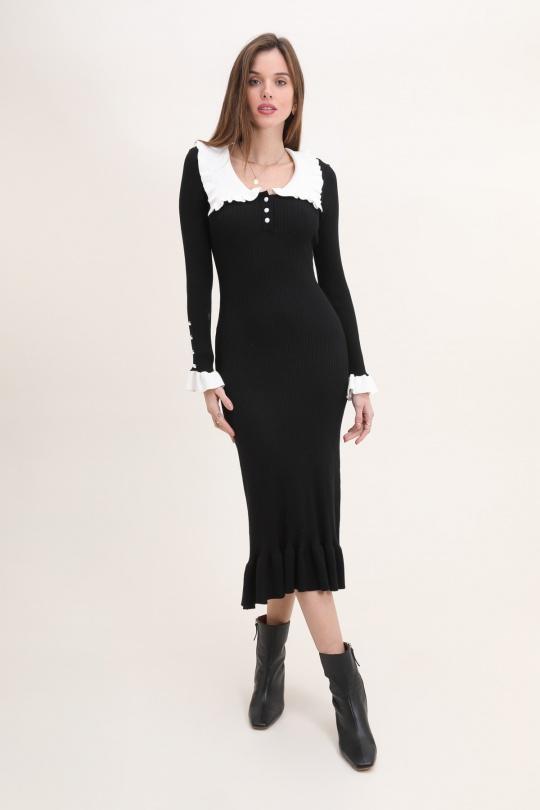 Vestidos a media pierna Mujer Black Rosa Fashion 3041 Efashion Paris