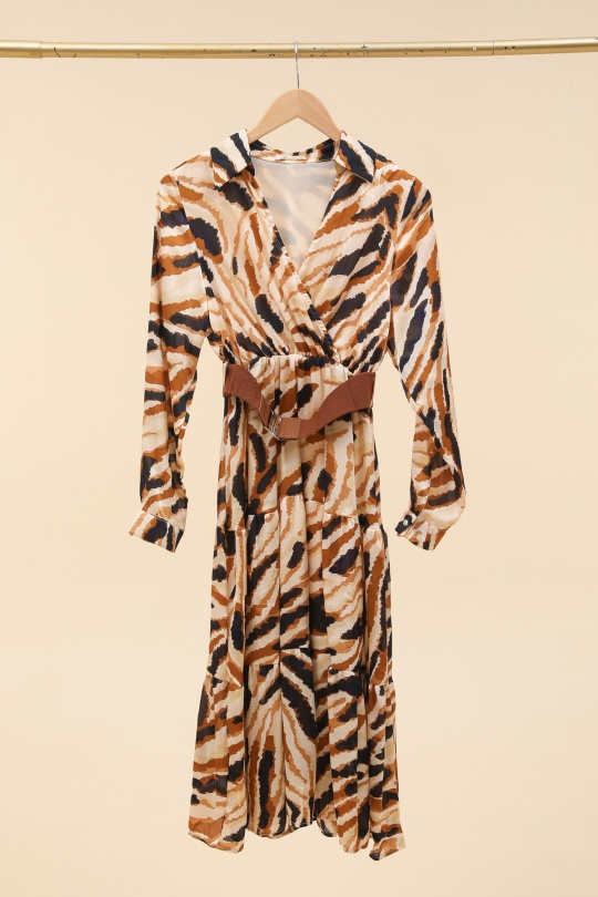 Robes mi-longues Femme Taupe Rosa Fashion 1006 Efashion Paris