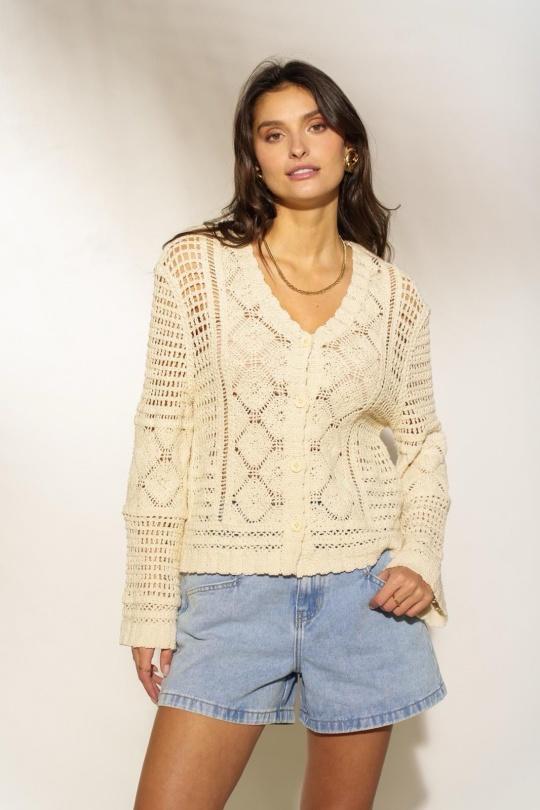 Cárdigans Mujer Beige Rosa Fashion J514 Efashion Paris