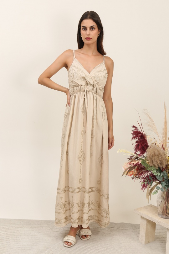 Vestidos largos Mujer Beige Rosa Fashion RF2356 Efashion Paris